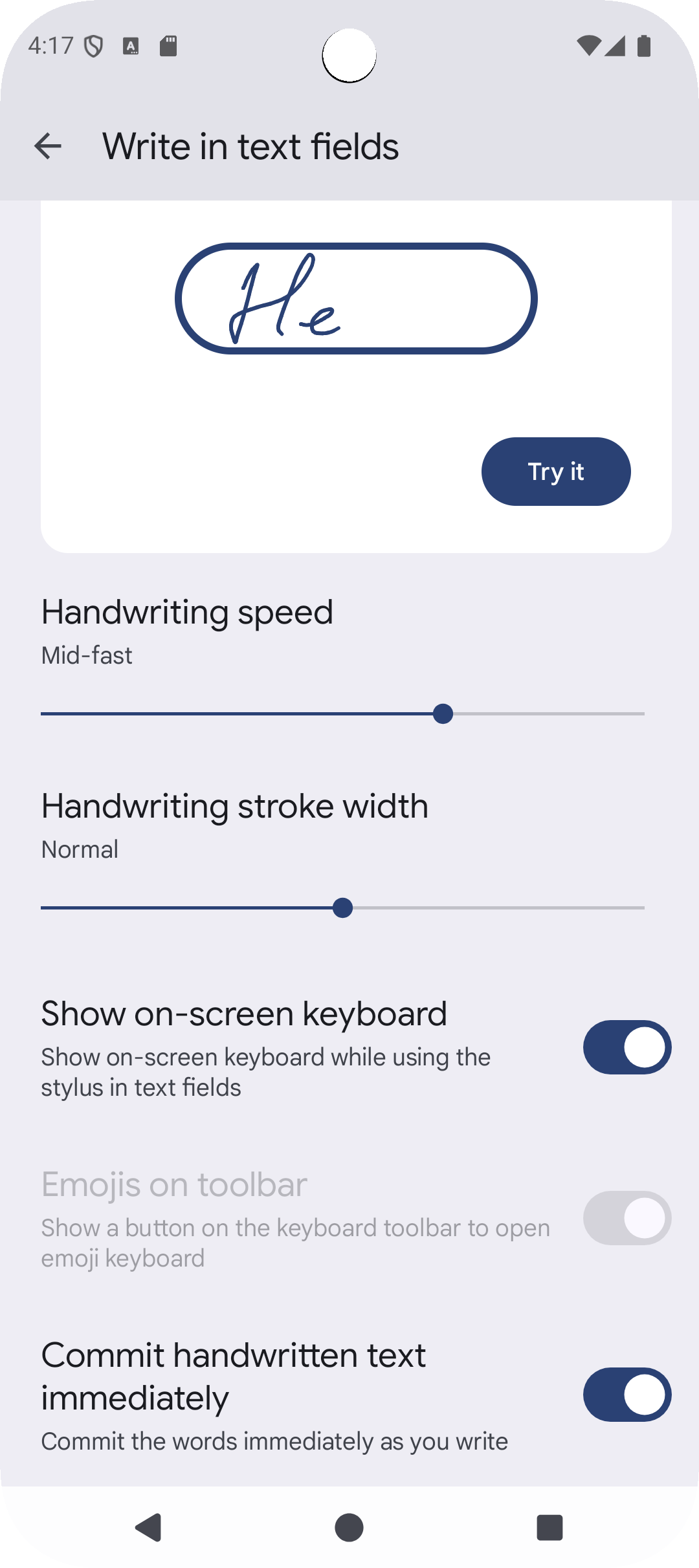 write in text fields